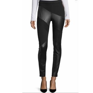 DVF Lyndsi Lambs Leather and suede panel leggings size large